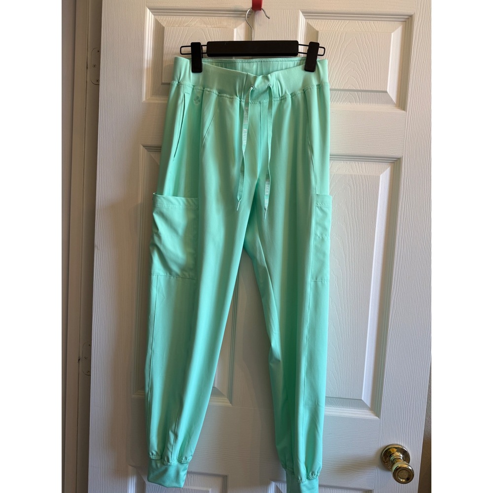 Med Couture Gelo Scrub Pants Mint Green Jogger Cargo Womens Small 8721